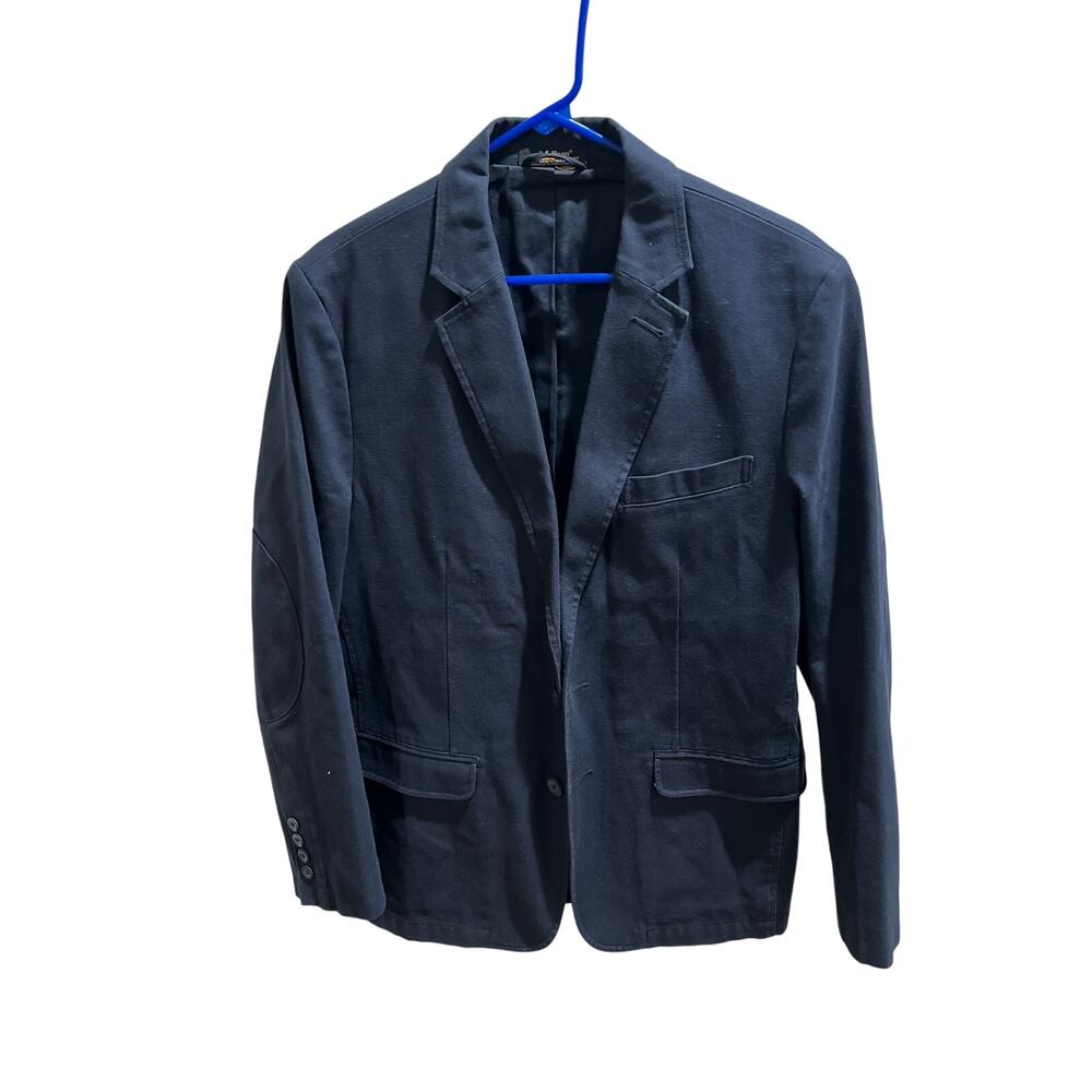 L.L.Bean Men’s 40R Navy Cotton Blazer Elbow Patch Classic Preppy Sport Coat